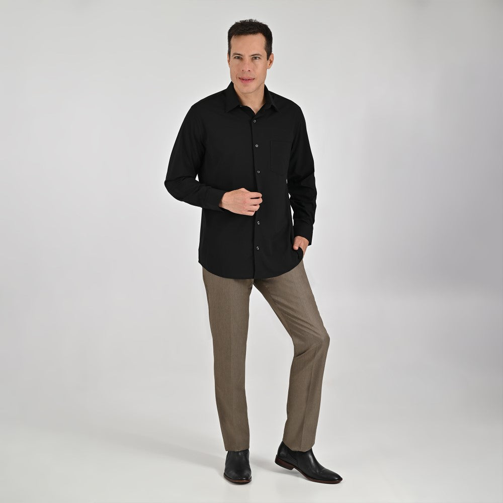 Camisa Yale Para Caballero Manga Larga Regular Fit 7940 Negro