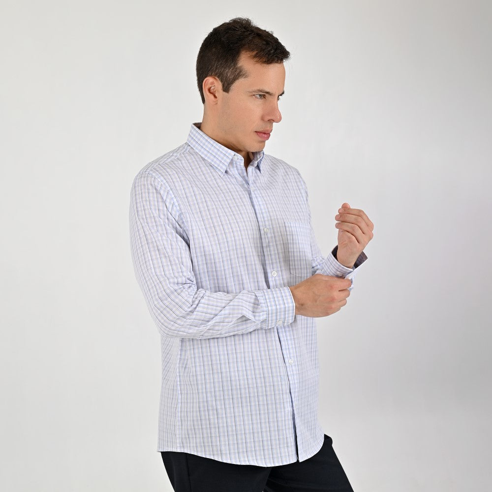 Camisa Yale Para Caballero Manga Larga Regular Fit 7907 Azul