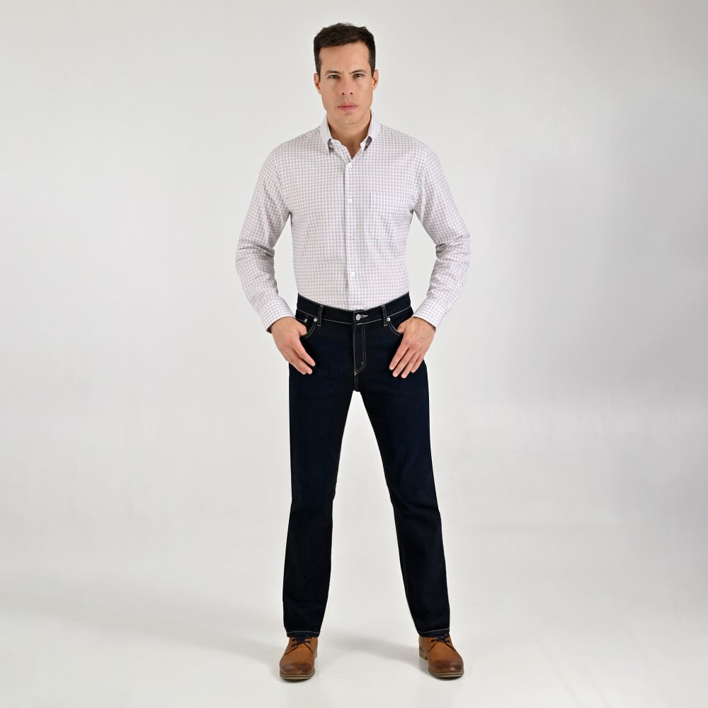 Camisa Yale Para Caballero Manga Larga Regular Fit 7907 Café
