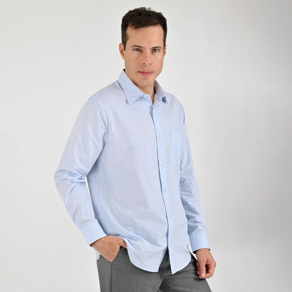 Camisa Yale Para Caballero Manga Larga Regular Fit 7908 Azul