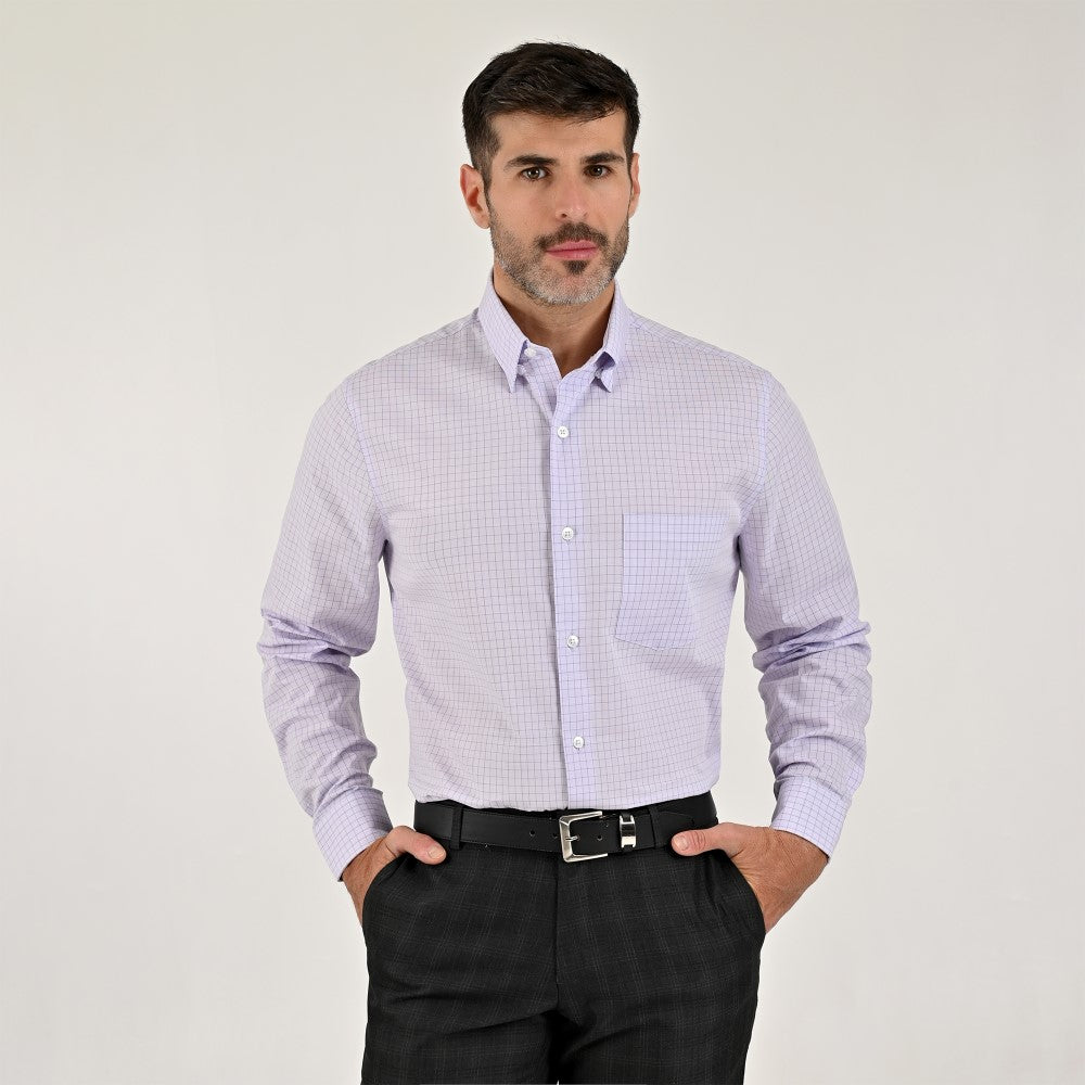 Camisa Yale Para Caballero Manga Larga Regular Fit 7908 Lila