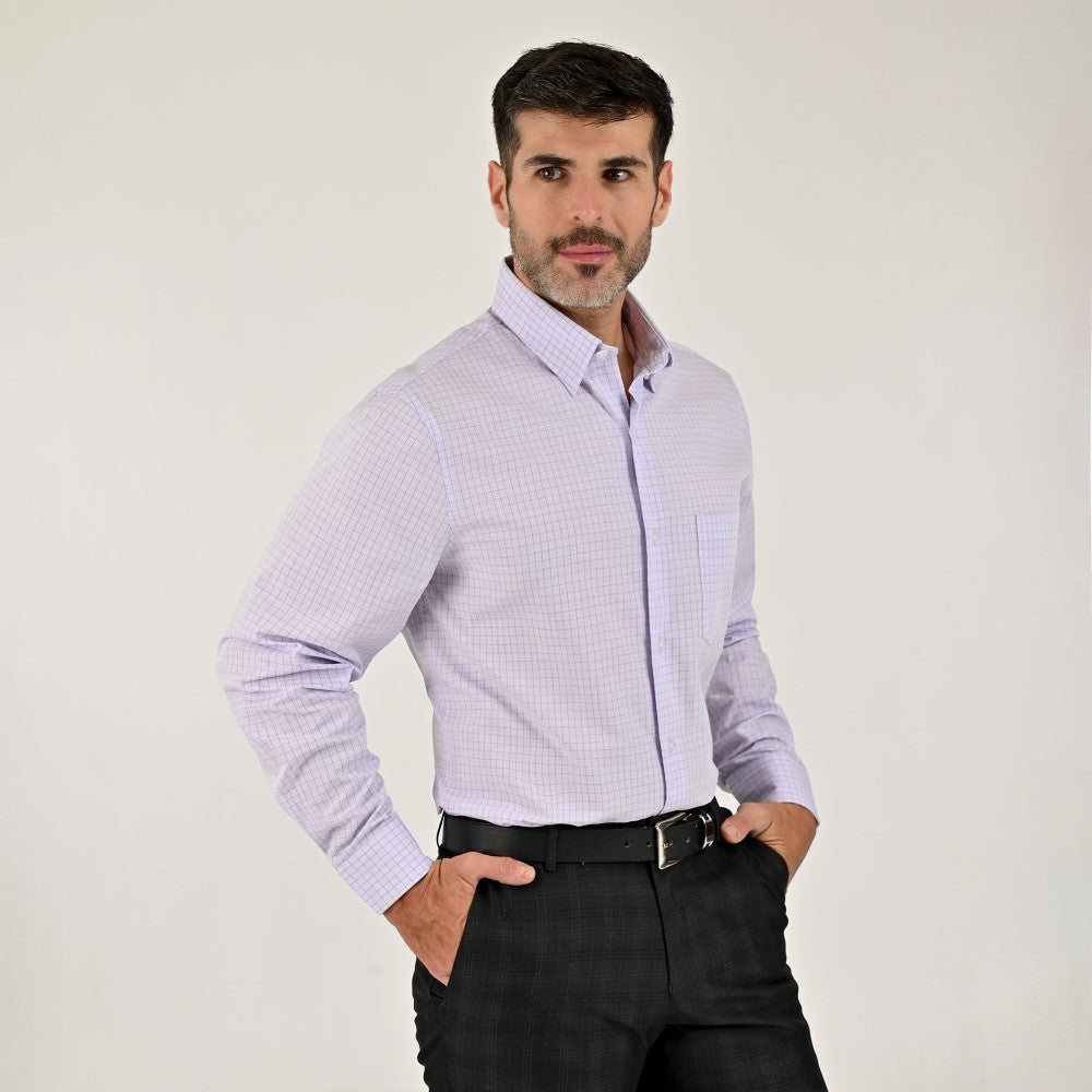 Camisa Yale Para Caballero Manga Larga Regular Fit 7908 Lila