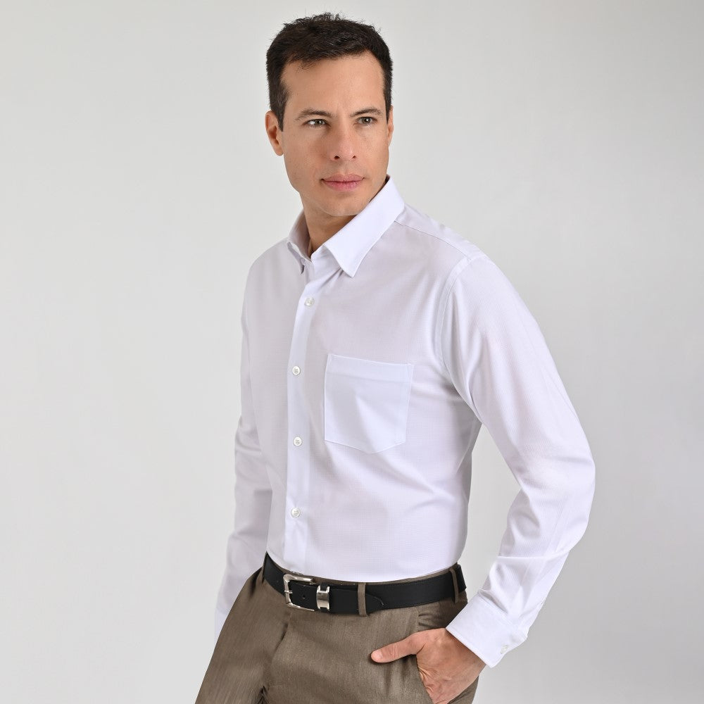 Camisa Yale Para Caballero Manga Larga Regular Fit 7941 Blanco