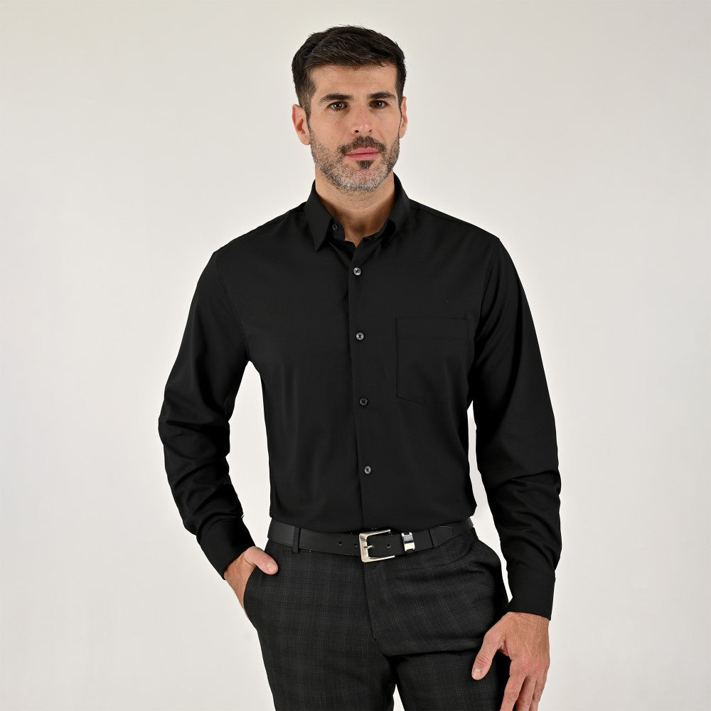 Camisa Yale Para Caballero Manga Larga Regular Fit 7941 Negro