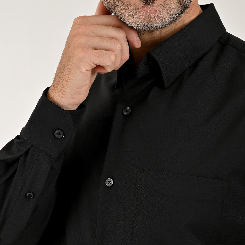 Camisa Yale Para Caballero Manga Larga Regular Fit 7941 Negro