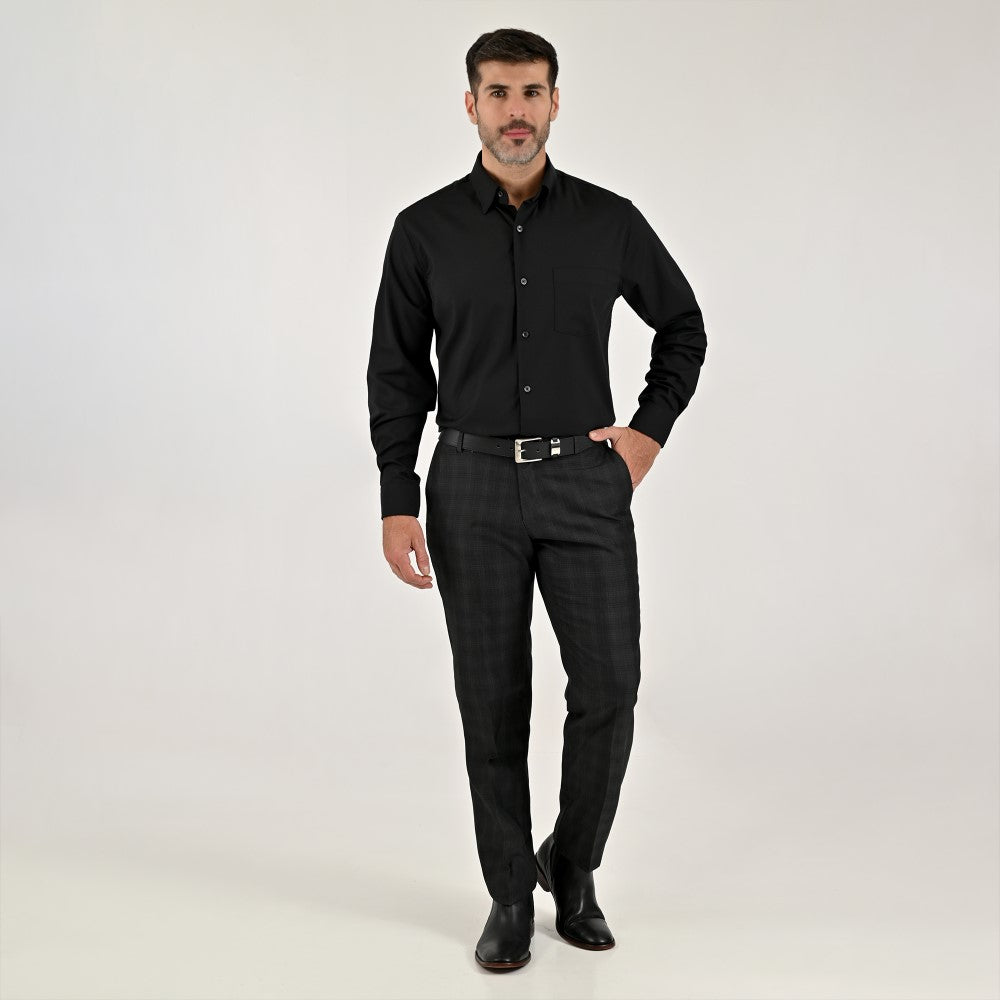 Camisa Yale Para Caballero Manga Larga Regular Fit 7941 Negro