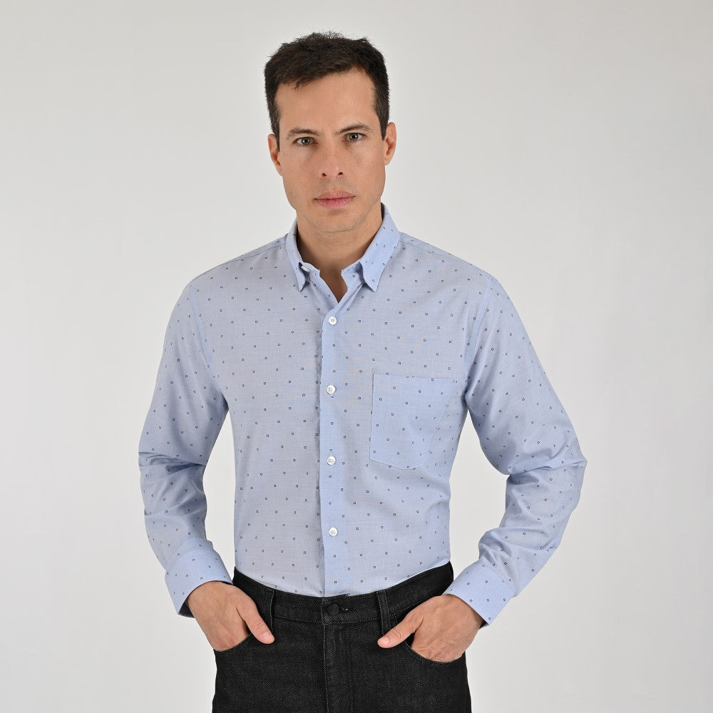 Camisa Yale Para Caballero Manga Larga Regular Fit 8080 Azul
