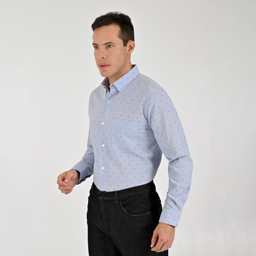 Camisa Yale Para Caballero Manga Larga Regular Fit 8080 Azul