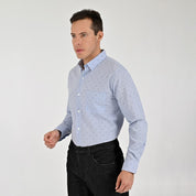 Camisa Yale Para Caballero Manga Larga Regular Fit 8080 Azul