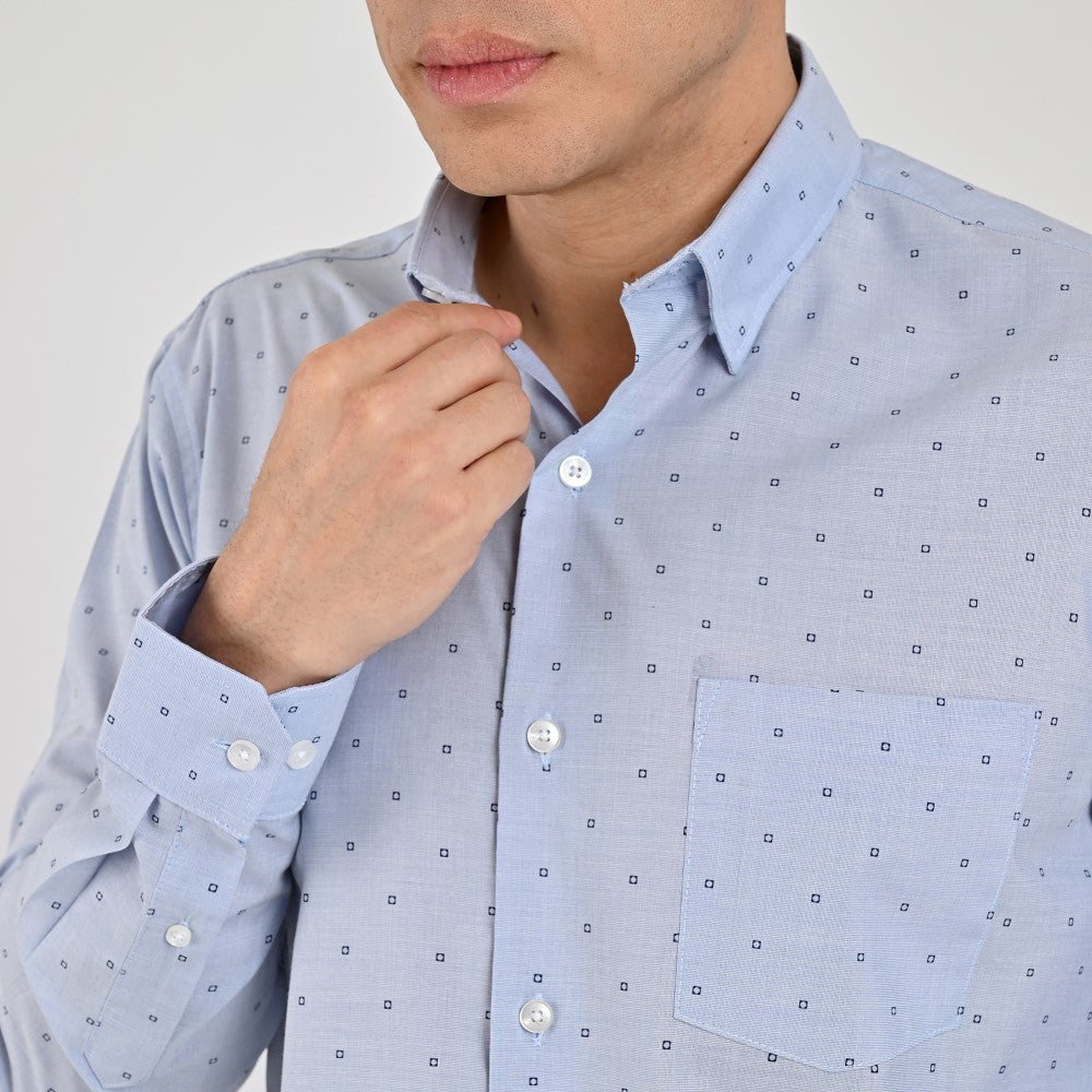 Camisa Yale Para Caballero Manga Larga Regular Fit 8080 Azul