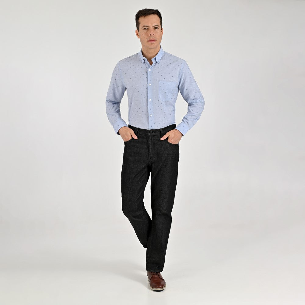 Camisa Yale Para Caballero Manga Larga Regular Fit 8080 Azul