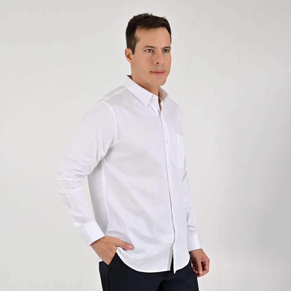 Camisa Yale Para Caballero Manga Larga Regular Fit 8085 Blanco