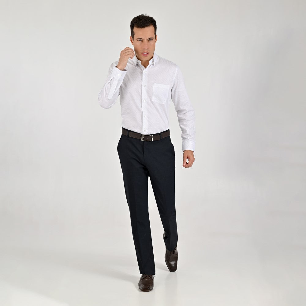 Camisa Yale Para Caballero Manga Larga Regular Fit 8085 Blanco