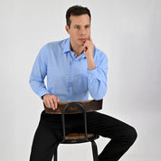 Camisa Yale Para Caballero Manga Larga Regular Fit 7944 Azul