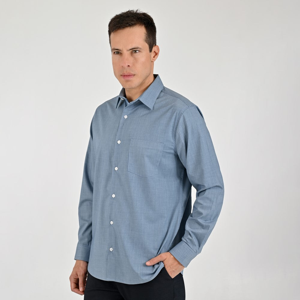 Camisa Yale Para Caballero Manga Larga Regular Fit 7944 Azul Pizarra
