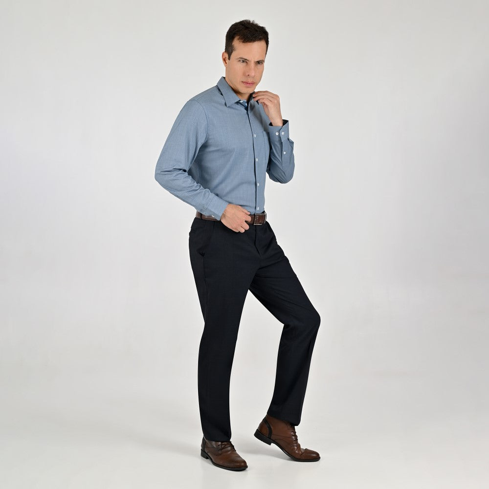 Camisa Yale Para Caballero Manga Larga Regular Fit 7944 Azul Pizarra