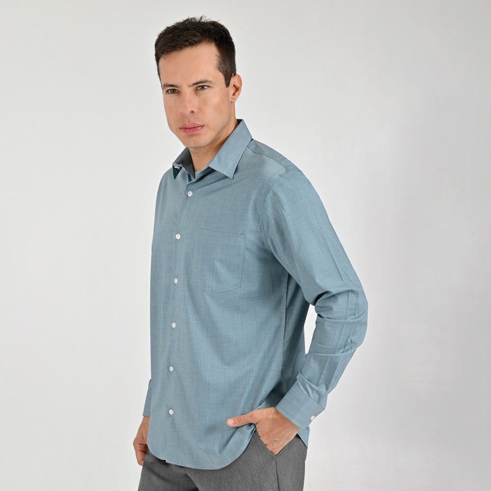 Camisa Yale Para Caballero Manga Larga Regular Fit 7944 Verde