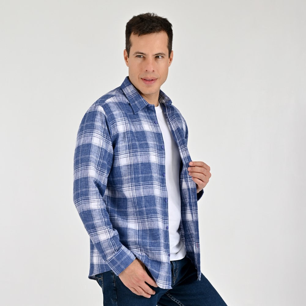 Camisa Yale Para Caballero Manga Larga Regular Fit 4670 Azul