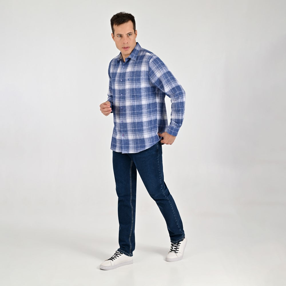 Camisa Yale Para Caballero Manga Larga Regular Fit 4670 Azul