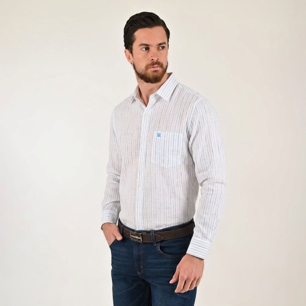 Camisa de vestir Yale Regular Fit Manga larga 7781 Azul