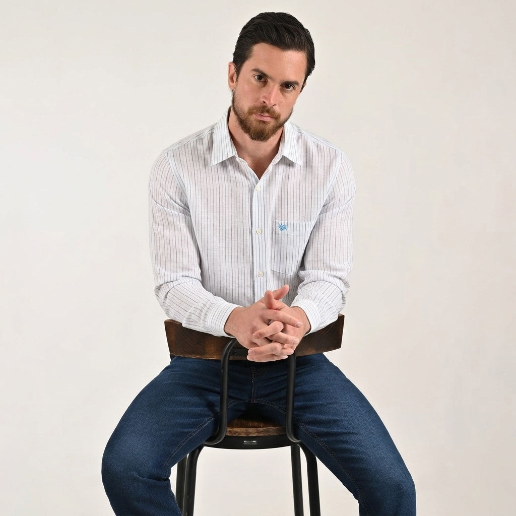 Camisa de vestir Yale Regular Fit Manga larga 7781 Azul