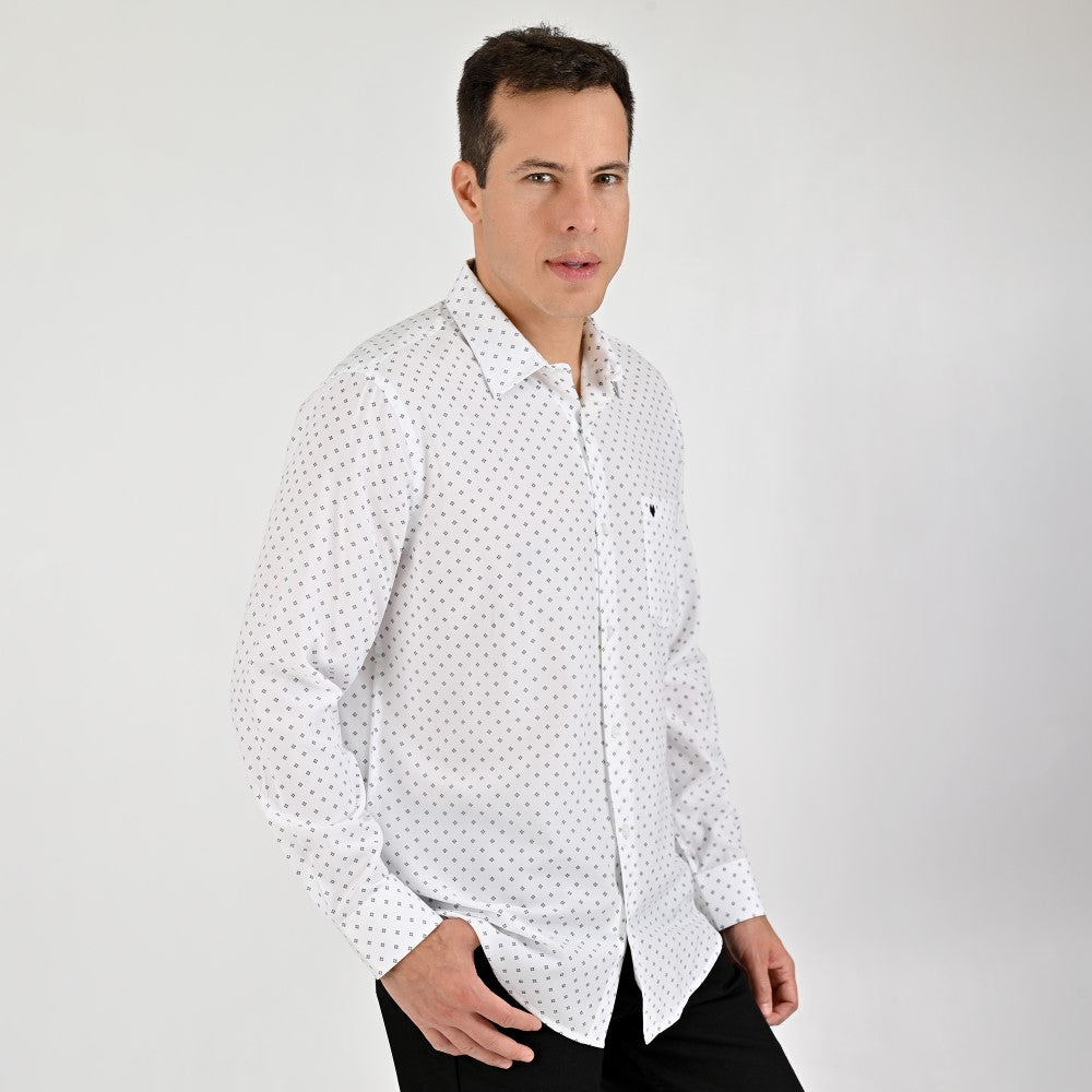 Camisa Yale Para Caballero Manga Larga Regular Fit 8074 Blanco