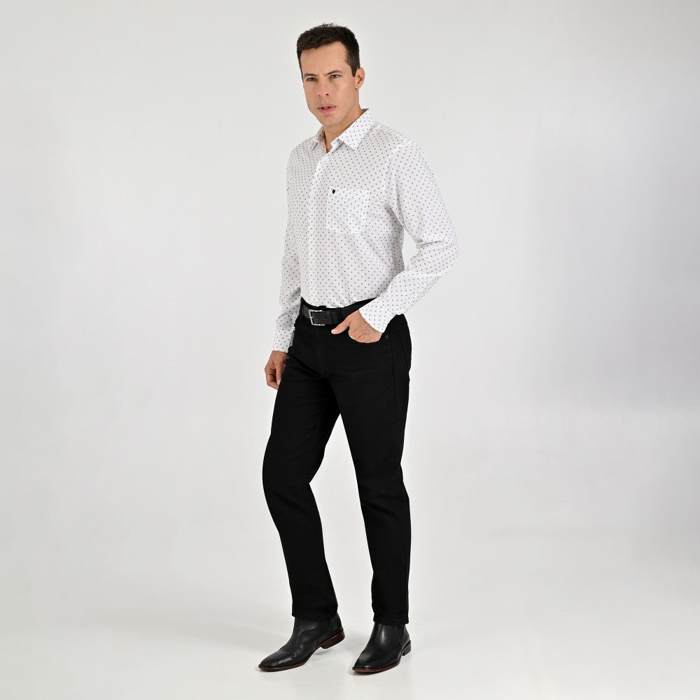 Camisa Yale Para Caballero Manga Larga Regular Fit 8074 Blanco