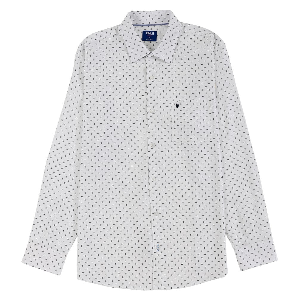 Camisa Yale Para Caballero Manga Larga Regular Fit 8074 Blanco