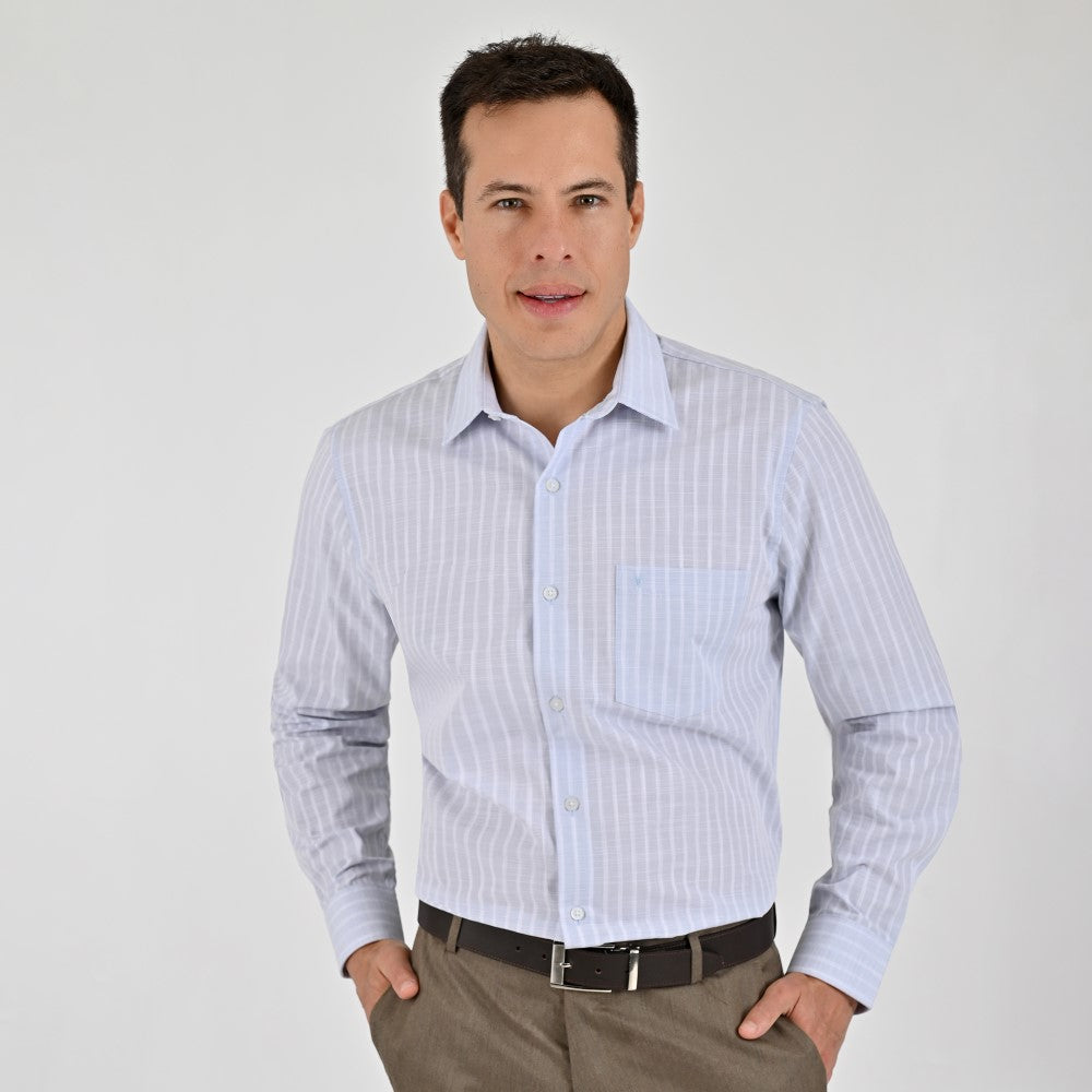 Camisa Yale Para Caballero Manga Larga Regular Fit 8198 Azul
