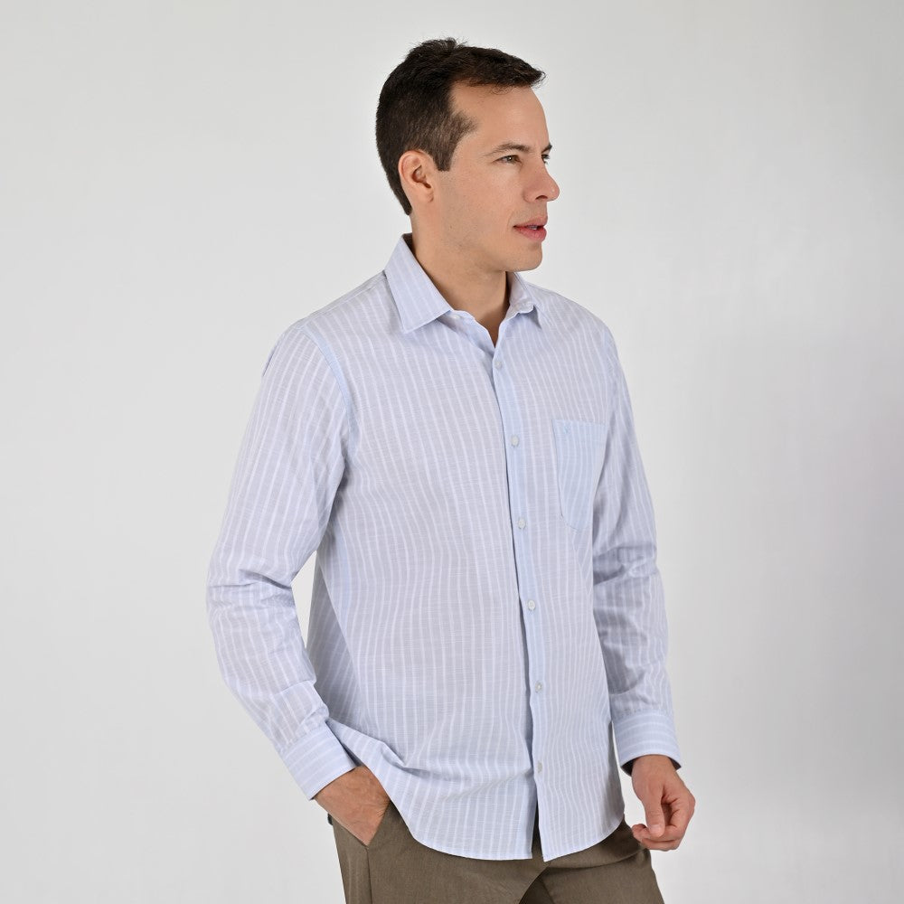 Camisa Yale Para Caballero Manga Larga Regular Fit 8198 Azul