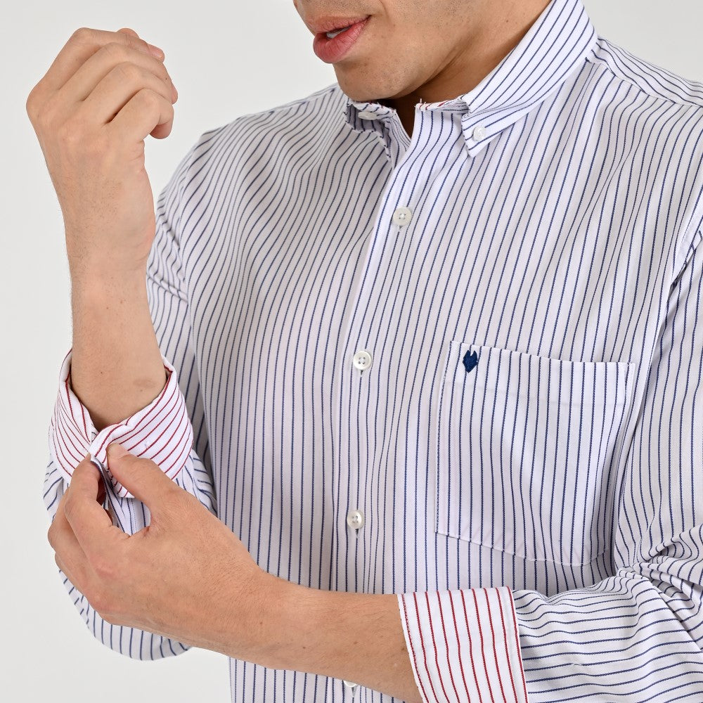 Camisa Yale Para Caballero Manga Larga Regular Fit 8043 Blanco