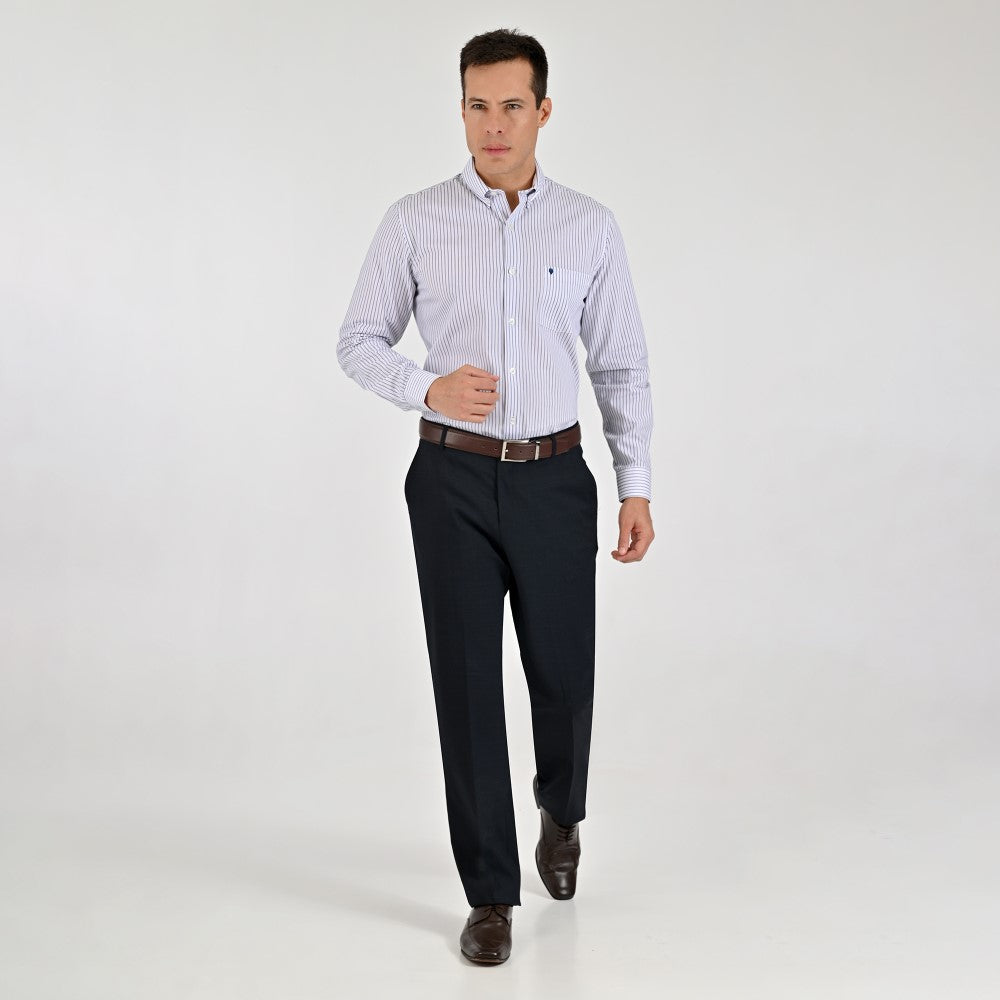 Camisa Yale Para Caballero Manga Larga Regular Fit 8043 Blanco