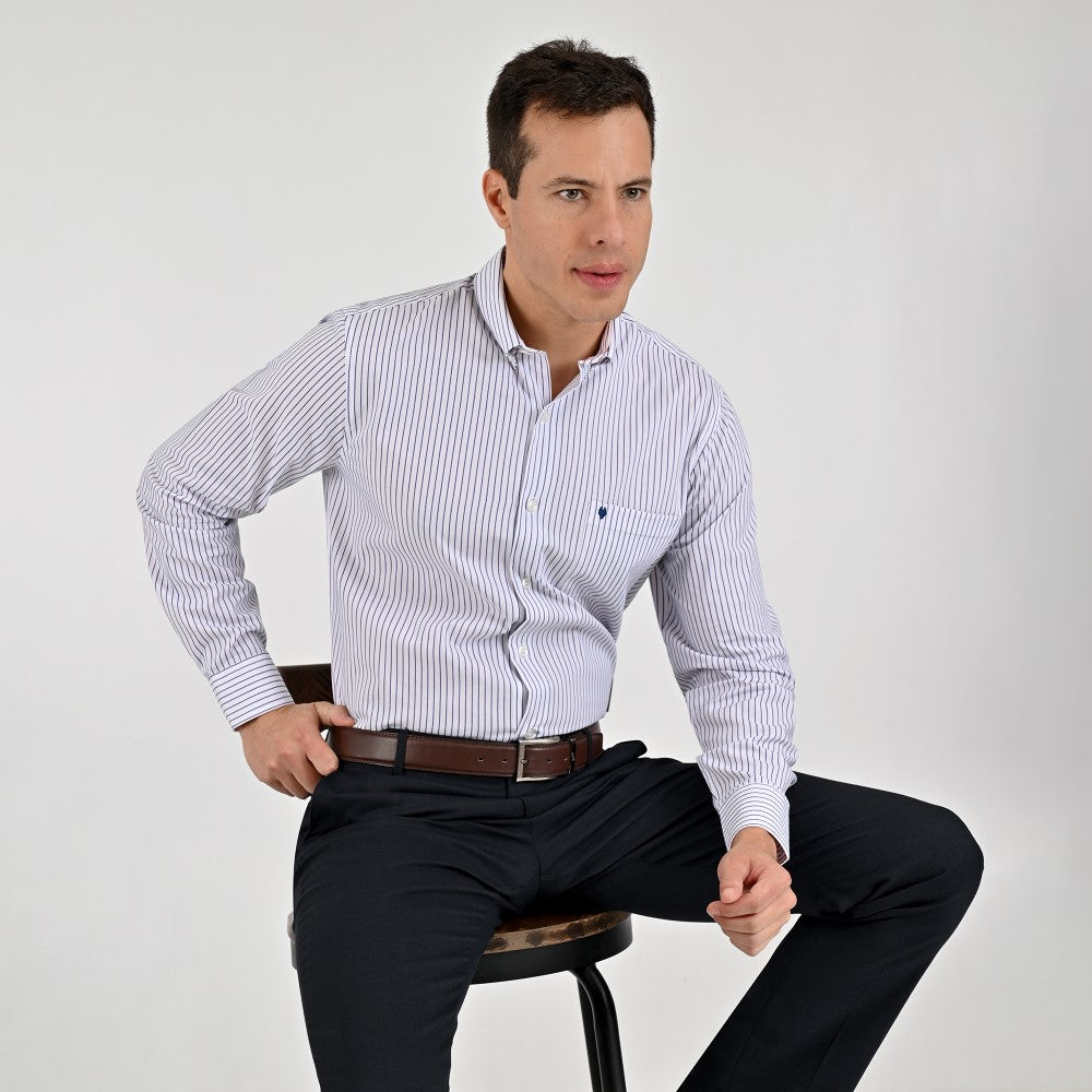 Camisa Yale Para Caballero Manga Larga Regular Fit 8043 Blanco