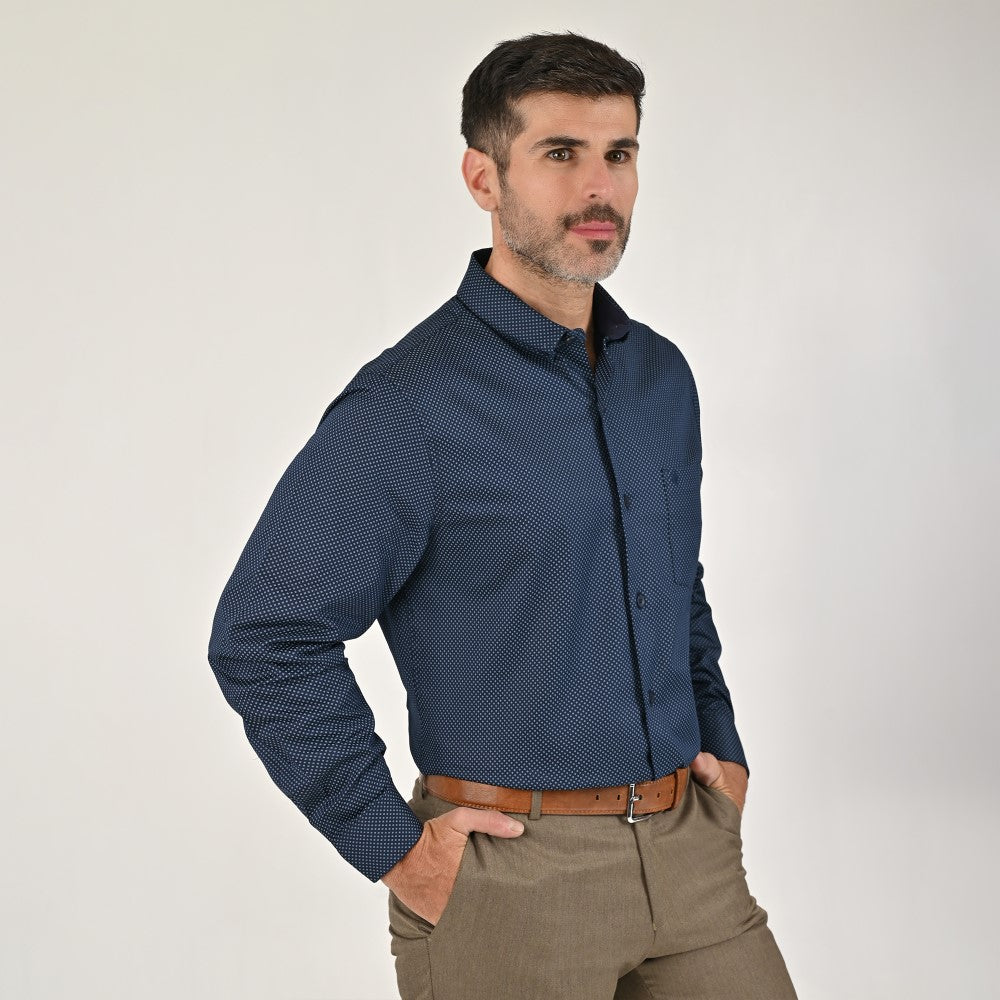 Camisa Yale Para Caballero Manga Larga Regular Fit 8079 Azul Marino