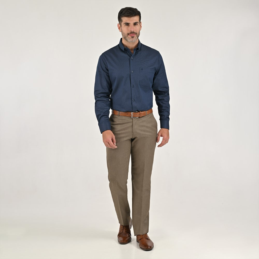 Camisa Yale Para Caballero Manga Larga Regular Fit 8079 Azul Marino