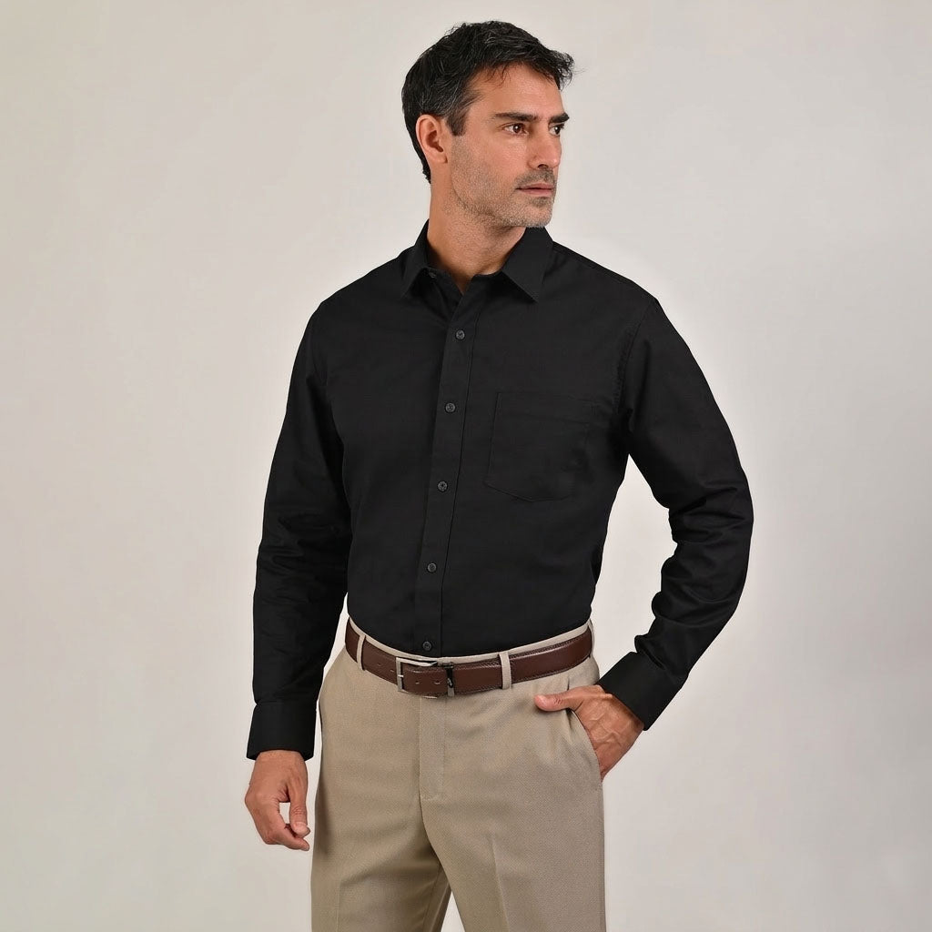 Camisa de vestir Yale Regular Fit Manga larga 3541 Negro