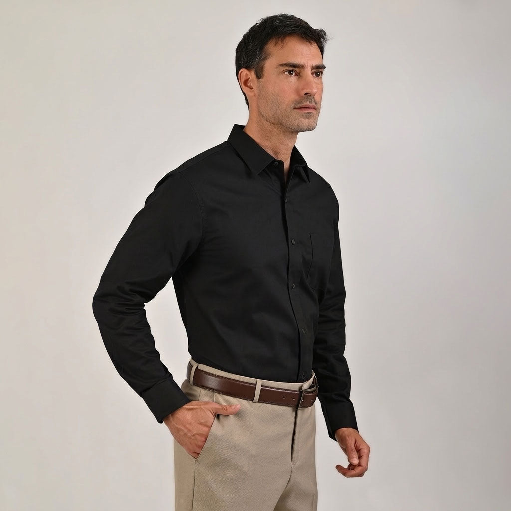 Camisa Yale Manga Larga Regular Fit 3541 Negro