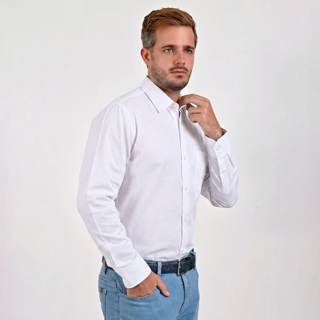 Camisa Yale Manga Larga Regular Fit 7298 Blanco