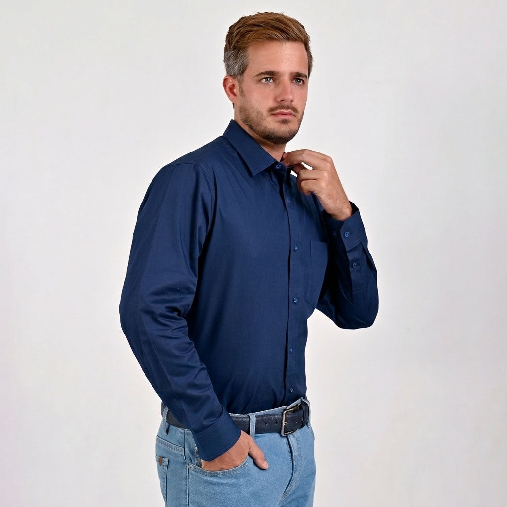 Camisa de vestir Yale Regular Fit Manga larga 7298 Azul
