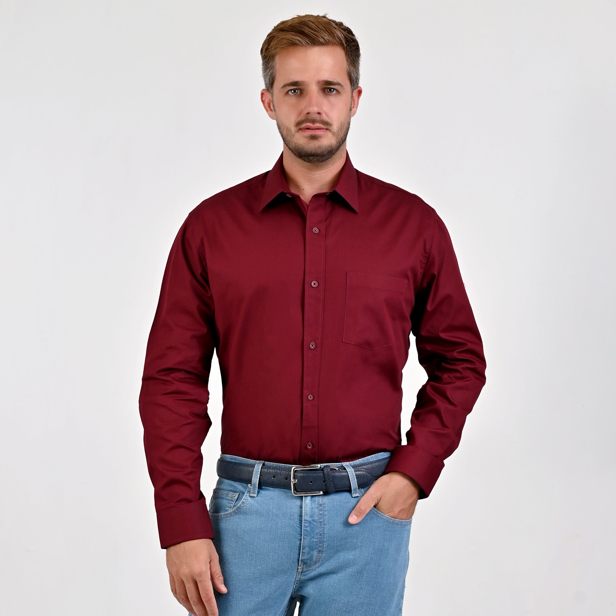 Camisa de vestir Yale Regular Fit Manga larga 7298 Vino