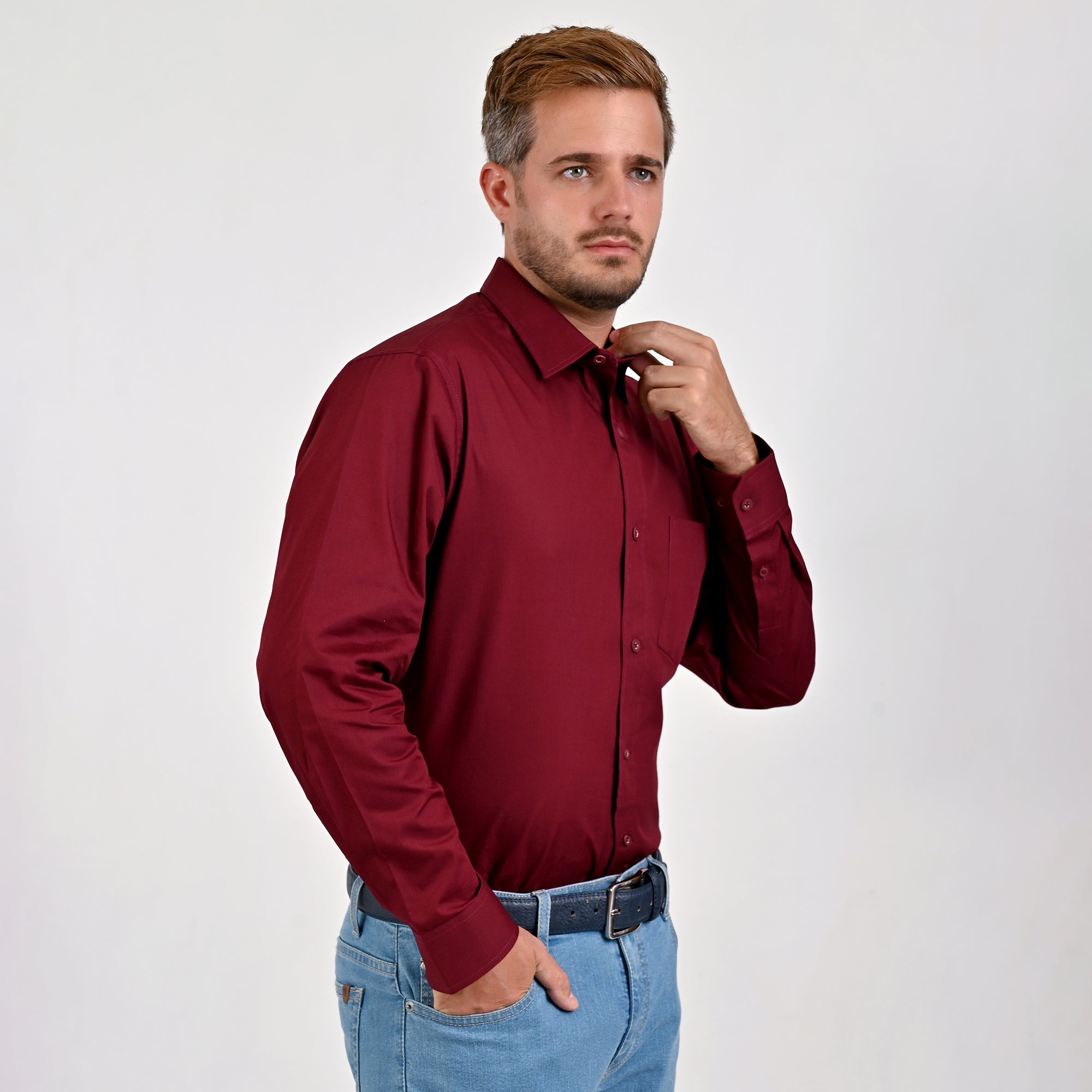 Camisa de vestir Yale Regular Fit Manga larga 7298 Vino