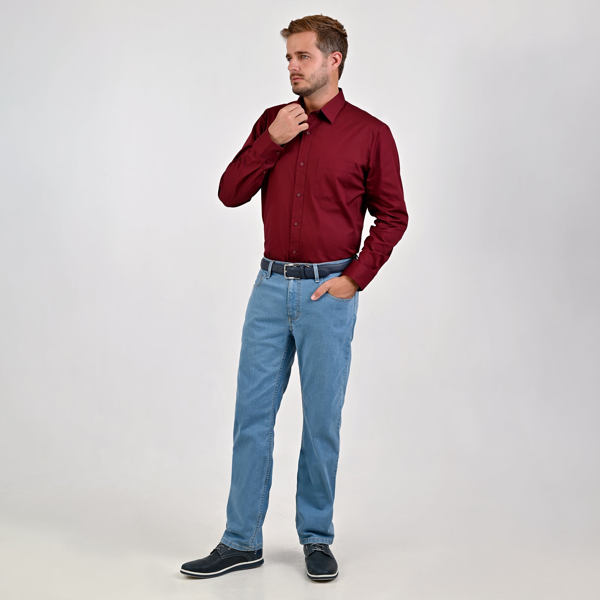 Camisa Yale Manga Larga Regular Fit 7298 Vino