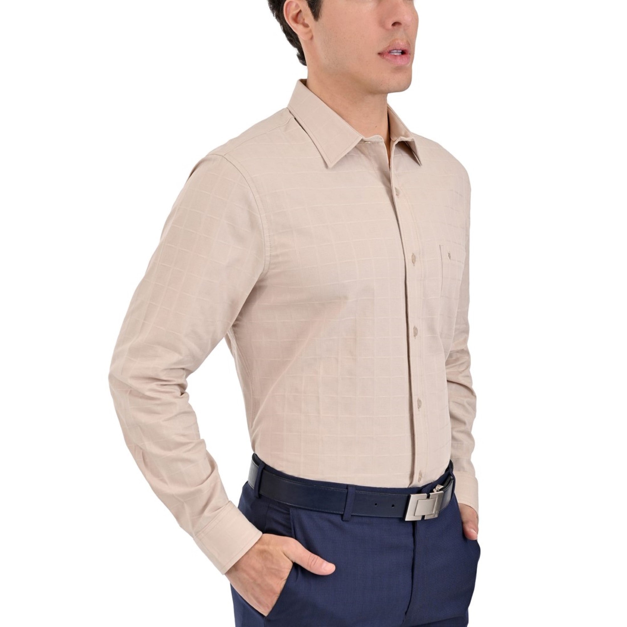 Camisa Yale Manga Larga Regular Fit 3873 Beige