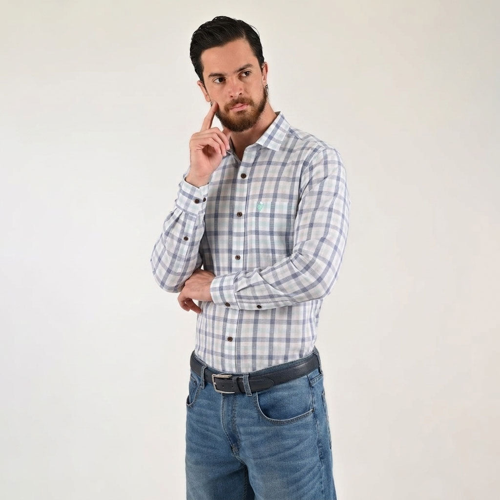 Camisa de vestir Yale Regular Fit Manga larga 7773 Verde