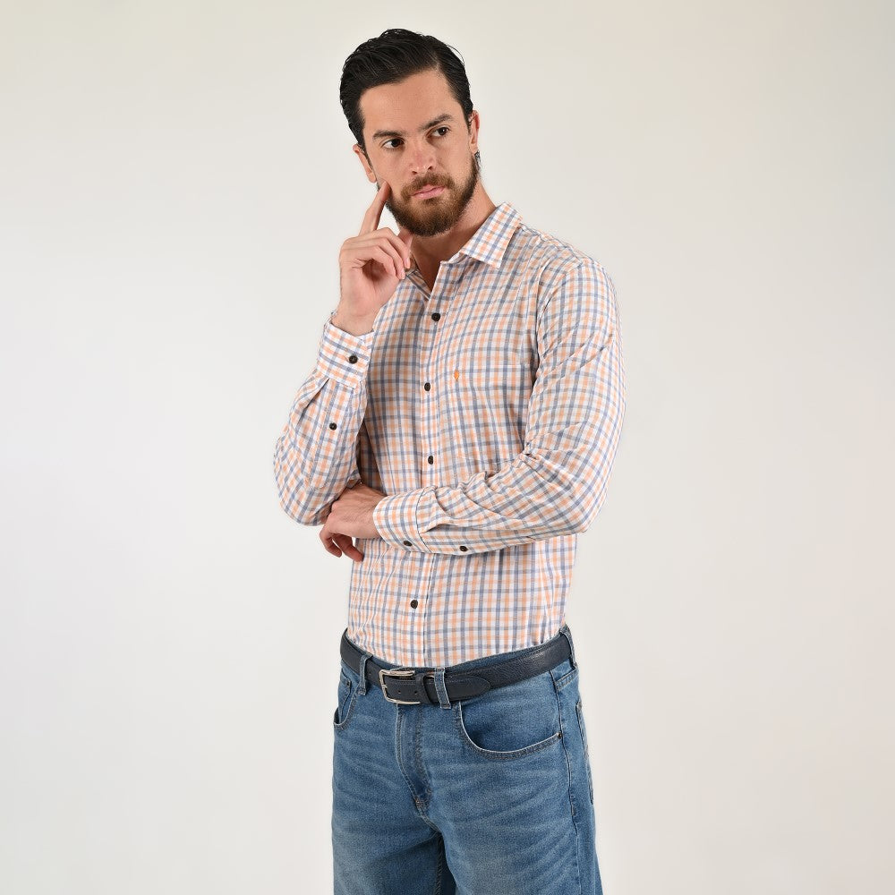 Camisa de vestir Yale Regular Fit Manga larga 7773 Naranja