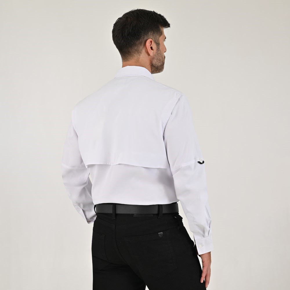 Camisa Pesquera Para Caballero Manga Larga Regular Fit 5536 Blanco