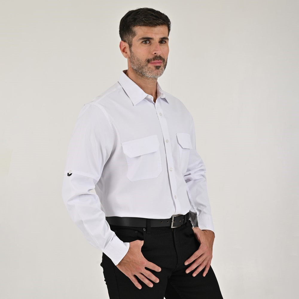 Camisa Pesquera Para Caballero Manga Larga Regular Fit 5536 Blanco