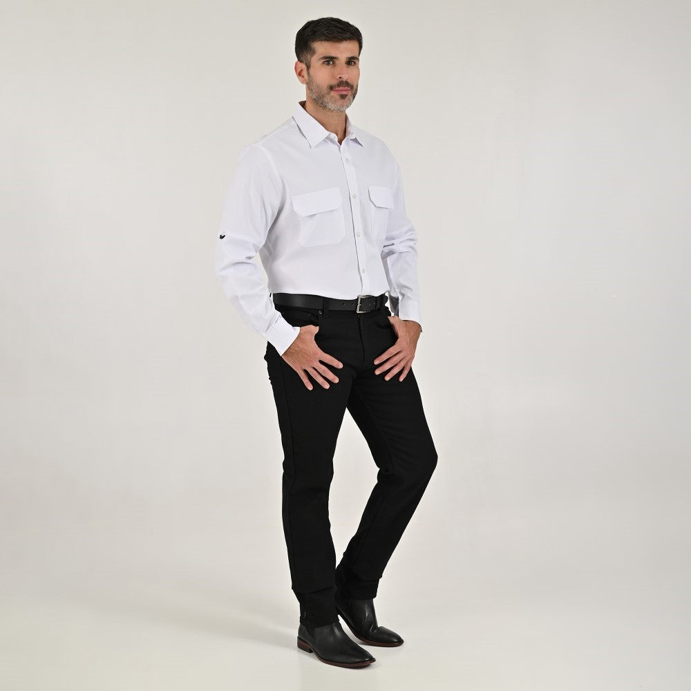 Camisa Pesquera Para Caballero Manga Larga Regular Fit 5536 Blanco