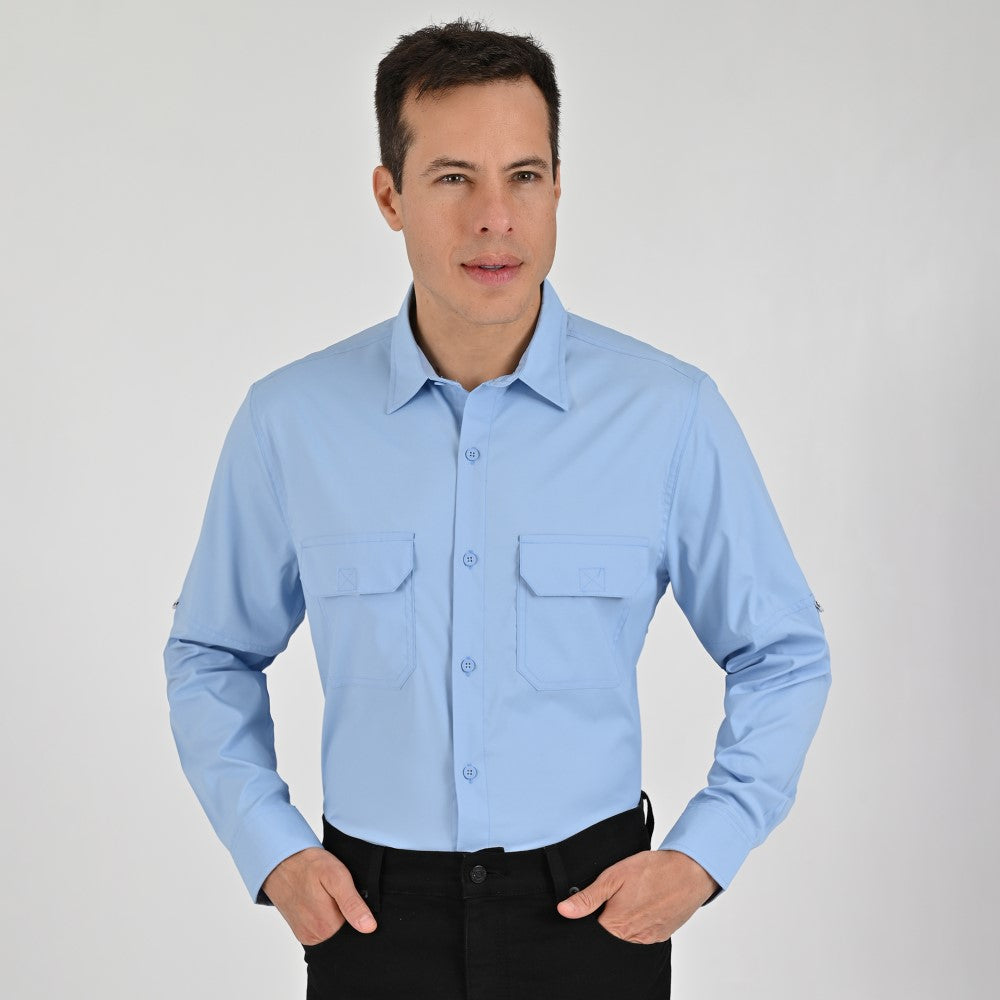 Camisa Pesquera Para Caballero Manga Larga Regular Fit 5536 Azul