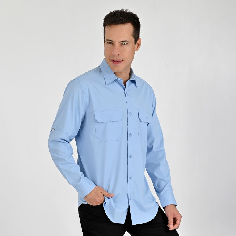 Camisa Pesquera Para Caballero Manga Larga Regular Fit 5536 Azul